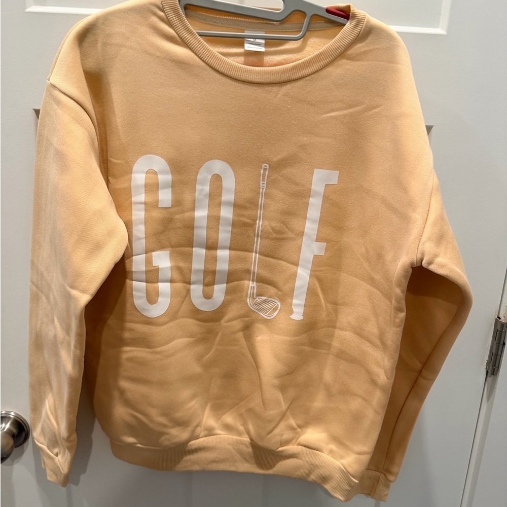 Women’s GOLF Graphic Crewneck Sweatshirt Tan Medium NEW